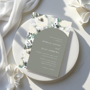 Invitación Elegante color de agua de oliva marfil Boda de arc