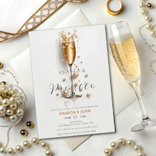 Invitación Elegante color de agua dorada Prosecco Petales Bod