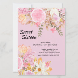 Invitación Elegante color de agua dulce de flores rosadas die