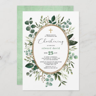 Invitación Elegante color de agua Eucalyptus Verdor Christeni