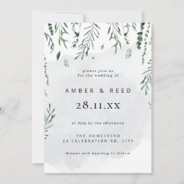 Invitación Elegante color de agua minimalista que cae deja Bo