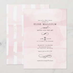 Invitación Elegante color de agua rosa Baby Shower moderno