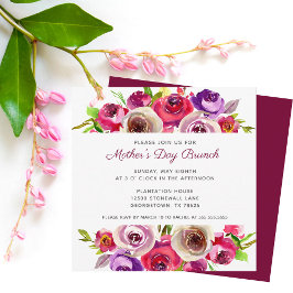 Invitación Elegante color de agua rosa floral Brunch del día