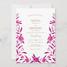 Invitación Elegante color de agua rosa floral Chinoiserie Bod