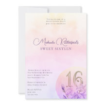 Elegante color de agua rosa floral dulce dieciséis