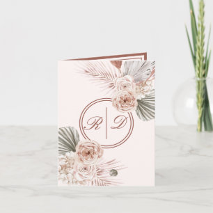 Invitación Elegante color de agua rosa Floral Monograma Boda