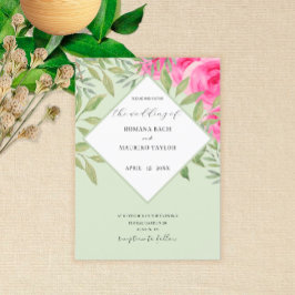 Invitación Elegante color de agua rosa rosa