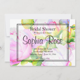 Invitación Elegante color de agua rosa y blanco peony Shower