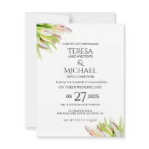 Elegante color de agua rosa y verde tulipán Boda