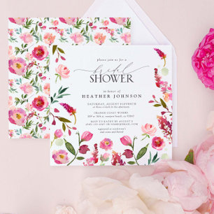 Invitación Elegante color de agua rosada Flores Bridal Shower