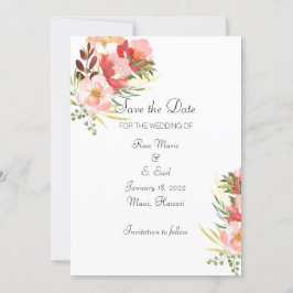 Invitación Elegante color de agua Rose Bouquet Guardar la fec