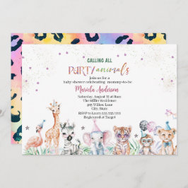 Invitación Elegante color de agua salvaje Safari Animales Bab