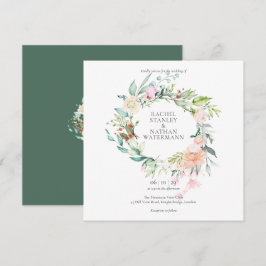 Invitación Elegante color de agua verde Boda floral