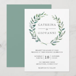 Invitación Elegante color de agua verde Boda rústico