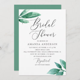 Invitación Elegante color de agua verde ducha de novia floral