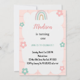 Invitación elegante color de arcoiris pastel cumpleaños