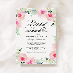 Invitación Elegante color de color rosa floral novia Luncheon