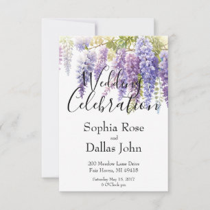 Invitación Elegante color morado glicinia glicinia lilac boda