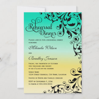 Invitación Elegante color naranja y batidos ensayar la cena