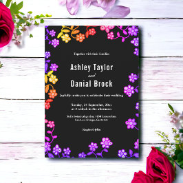 Invitación Elegante color neón Rosas Boda floral moderno