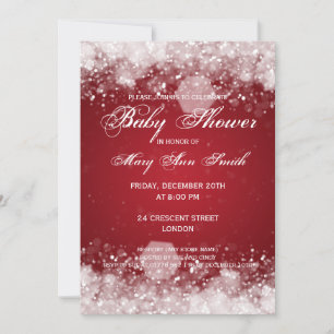 Invitación Elegante color rojo espumoso de la noche de Baby S