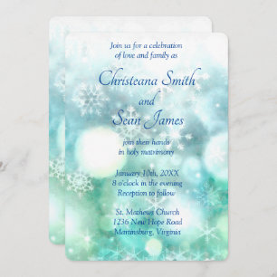 Invitación Elegante color verde verde azul esparcido nevado