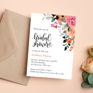 Invitación Elegante colorido acuarela Floral Bridal Ducha