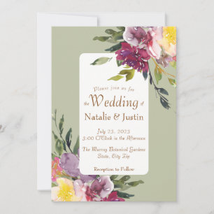 Invitación Elegante Colorido Luminoso Agua Perdida Floral