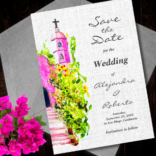 Invitación Elegante Colorido Rosa Fecha de Reserva de Boda Me