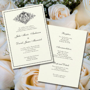 Invitación Elegante Combo de Recepción Católica de Boda de Ma