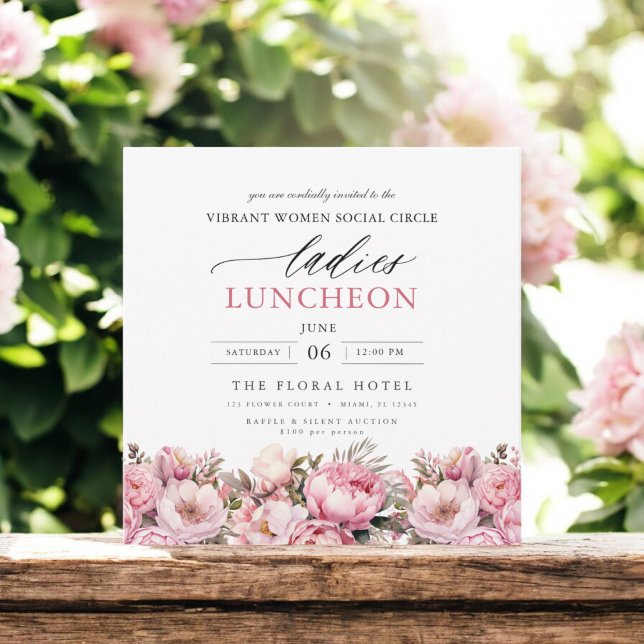 Invitación Elegante Comida de Caridad Comida Acuarela Floral (Subido por el creador)