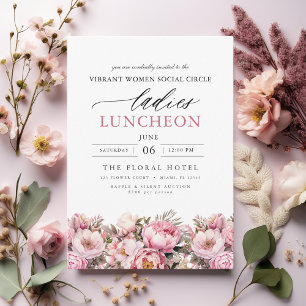Invitación Elegante Comida de Caridad Comida Acuarela Floral