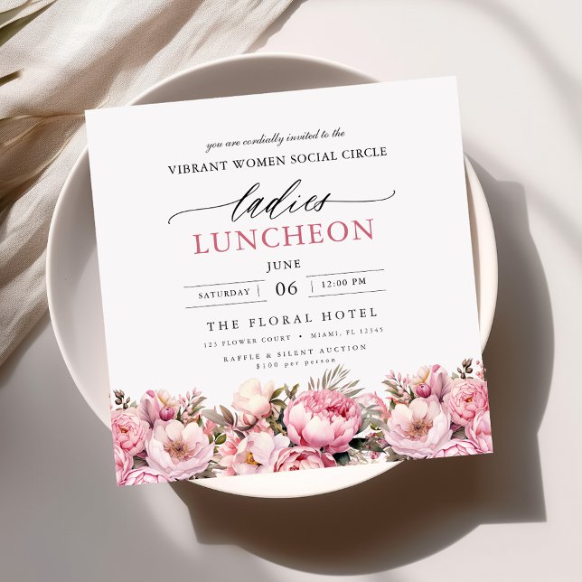 Invitación Elegante Comida de Caridad Comida Acuarela Floral (Subido por el creador)