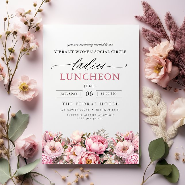 Invitación Elegante Comida de Caridad Comida Acuarela Floral (Subido por el creador)