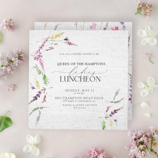 Invitación Elegante Comida de Caridad Comida Acuarela Floral (Easily personalize with your unique details)