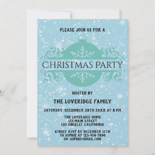 Invitación Elegante compañía azul Navidades de vacaciones Fie
