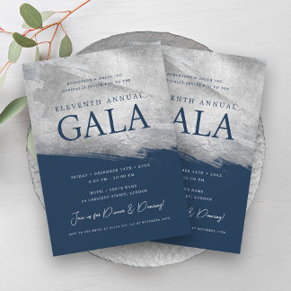 Invitación Elegante compañía GALA Naval de Pincel Plateado