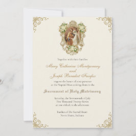 Invitación Elegante Compromiso Católico Boda de Oro
