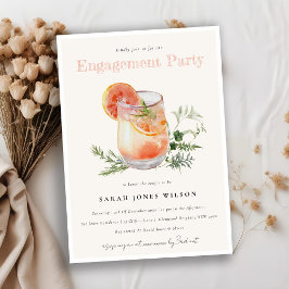 Invitación Elegante Compromiso de Cocktail Naranja Rosa de Ru