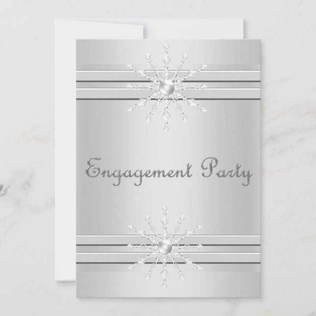 Invitación ELEGANTE COMPROMISO DE CRISTAL DE PLATA SIMPLE bri (Anverso)