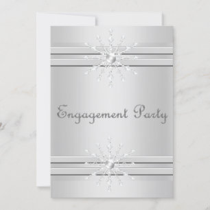 Invitación ELEGANTE COMPROMISO DE CRISTAL DE PLATA SIMPLE bri