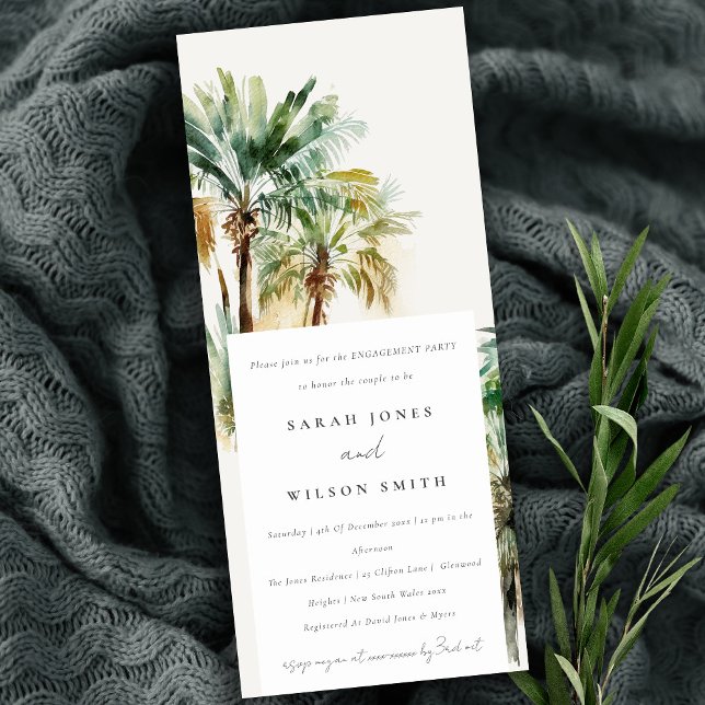 Invitación Elegante Compromiso de Palmeras Tropicales (Subido por el creador)