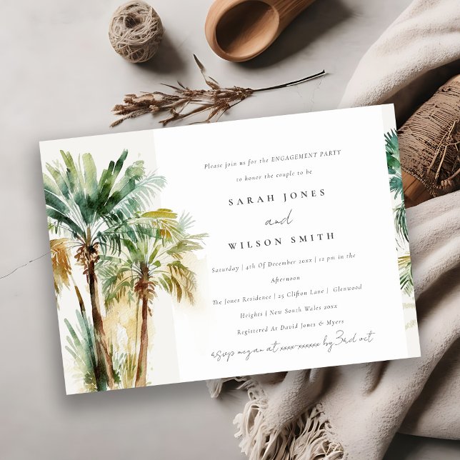 Invitación Elegante Compromiso de Palmeras Tropicales (Subido por el creador)
