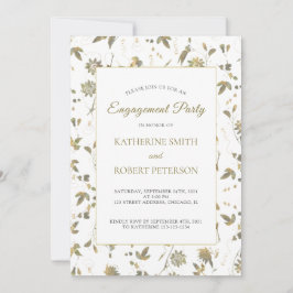 Invitación Elegante Compromiso De Vinos De Flores De Oro