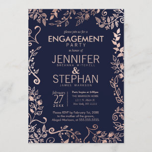 Invitación Elegante compromiso floral de Rosa azul de la mari