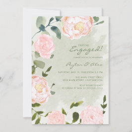 Invitación Elegante Compromiso Floral Rosa Rubor