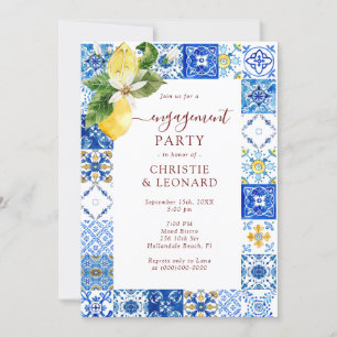 Invitación Elegante compromiso mediterráneo con los lemas