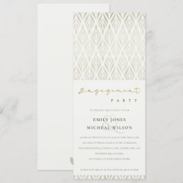 INVITACIÓN ELEGANTE COMPROMISO MODERNO ART DECO BLANCO DE PLA