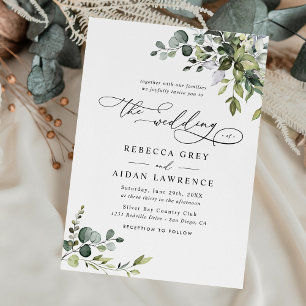 Invitación Elegante compromiso rústico de eucalipto verde