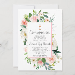 Invitación Elegante Comunión Floral